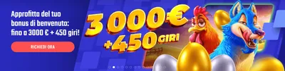 Bonus di benvenuto winnita fino a 3000euro 450 giri gratis